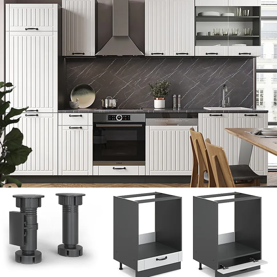 Vicco Meuble pour four Blanc campagne 60cm , PT Anthracite