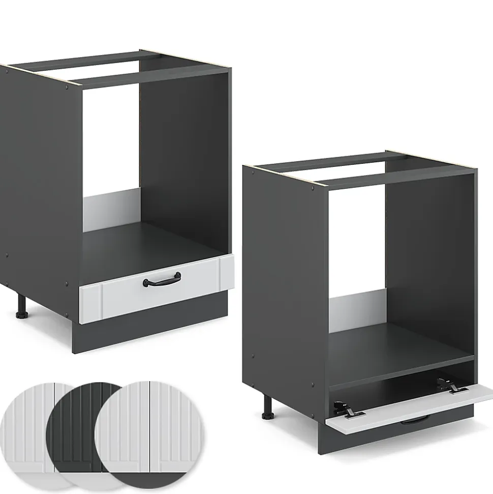 Vicco Meuble pour four Blanc campagne 60cm , PT Anthracite