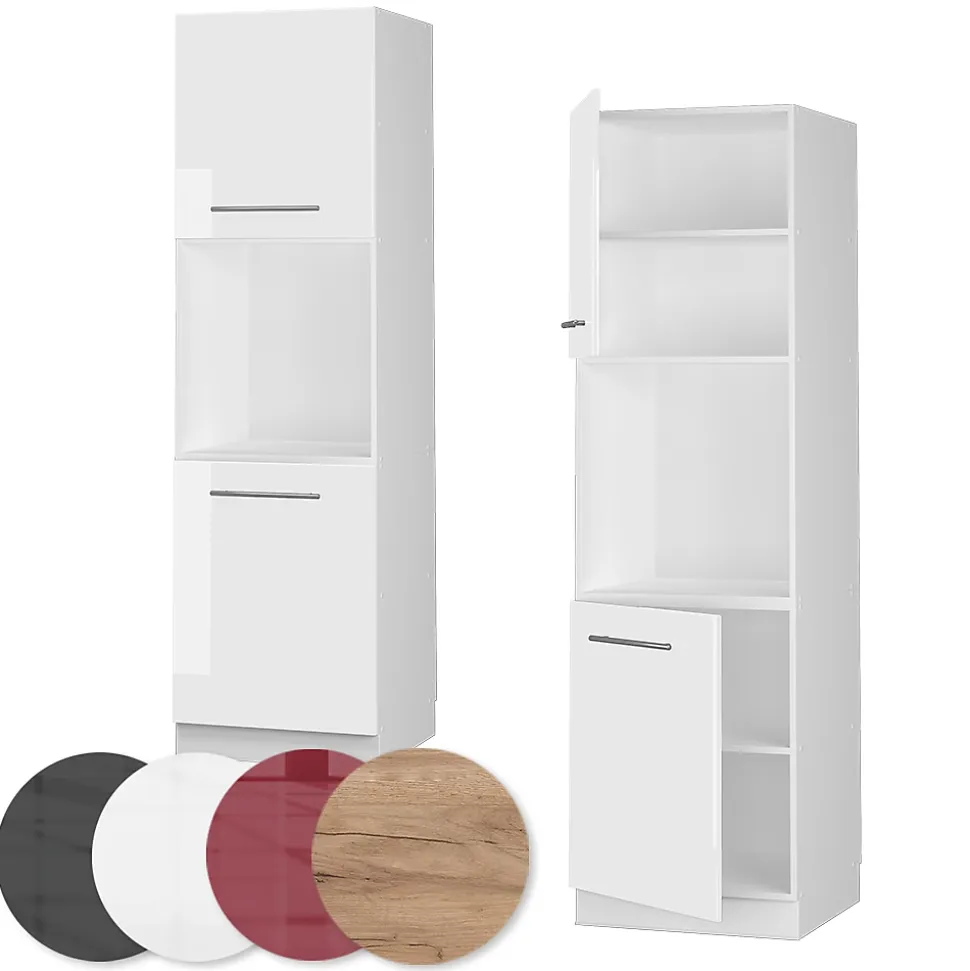 Vicco Meuble pour four Blanc Haute brillance 60cm avec étagères ouvertes