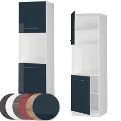 Vicco Meuble pour four Bleu foncé brillant 60cm avec étagères ouvertes