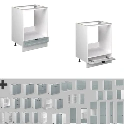 Vicco Meuble pour four Bleu clair-gris 60cm , PT Chêne