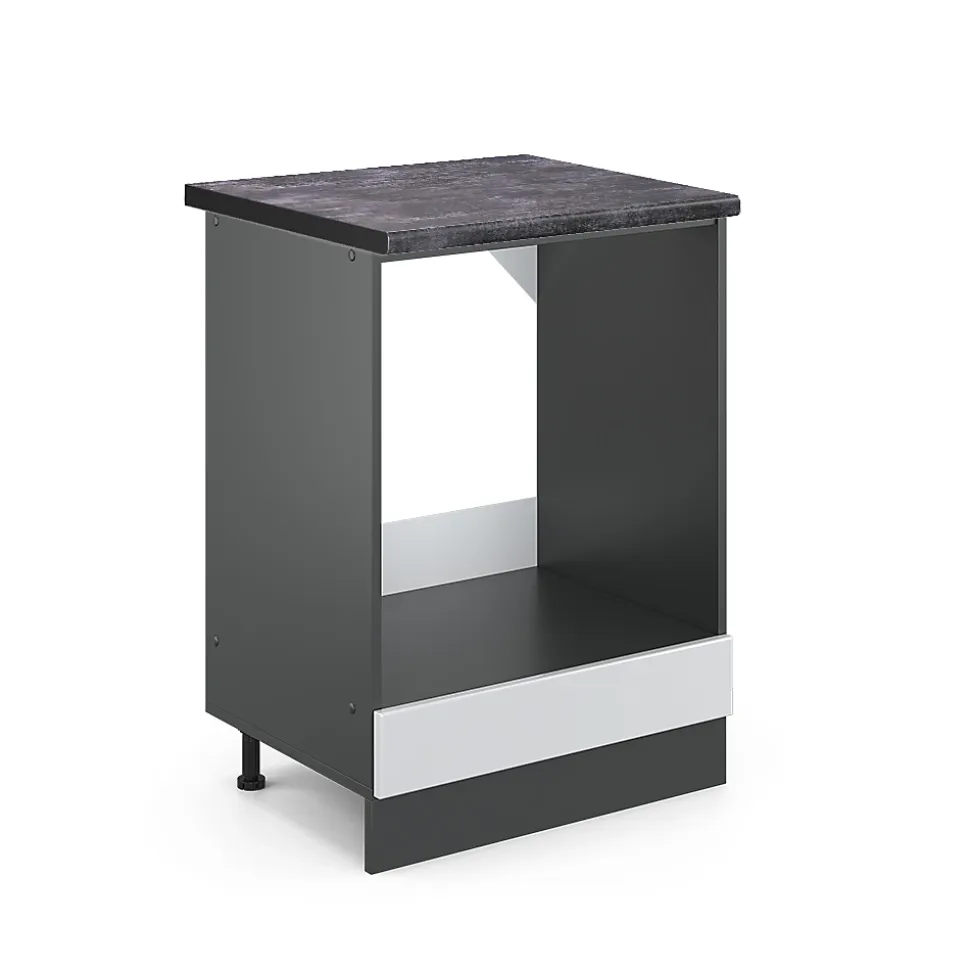 Vicco Meuble pour four Blanc Haute brillance 60cm , PT Anthracite