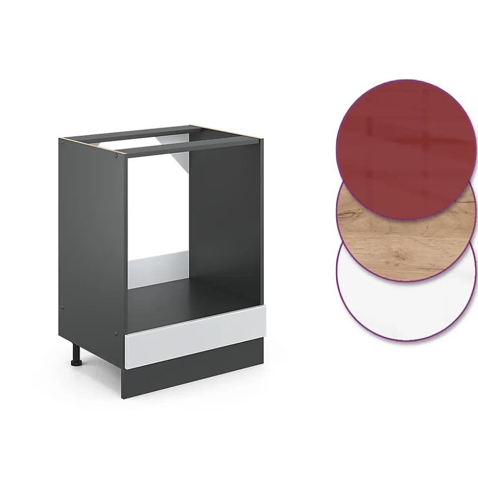 Vicco Meuble pour four Blanc Haute brillance 60cm , PT Anthracite