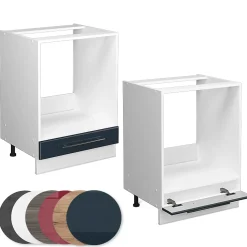 Vicco Meuble pour four Bleu foncé brillant 60cm sans PT