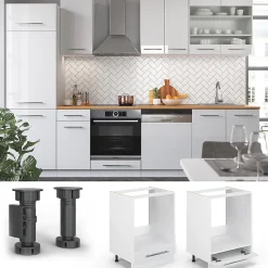 Vicco Meuble pour four Blanc Haute brillance 60cm sans PT