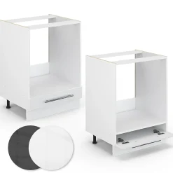 Vicco Meuble pour four Blanc Haute brillance 60cm , PT Marbre
