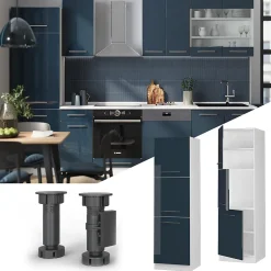 Vicco Meuble pour four Bleu foncé brillant 60cm