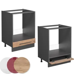 Vicco Meuble pour four Chêne de force doré 60cm , PT Marbre