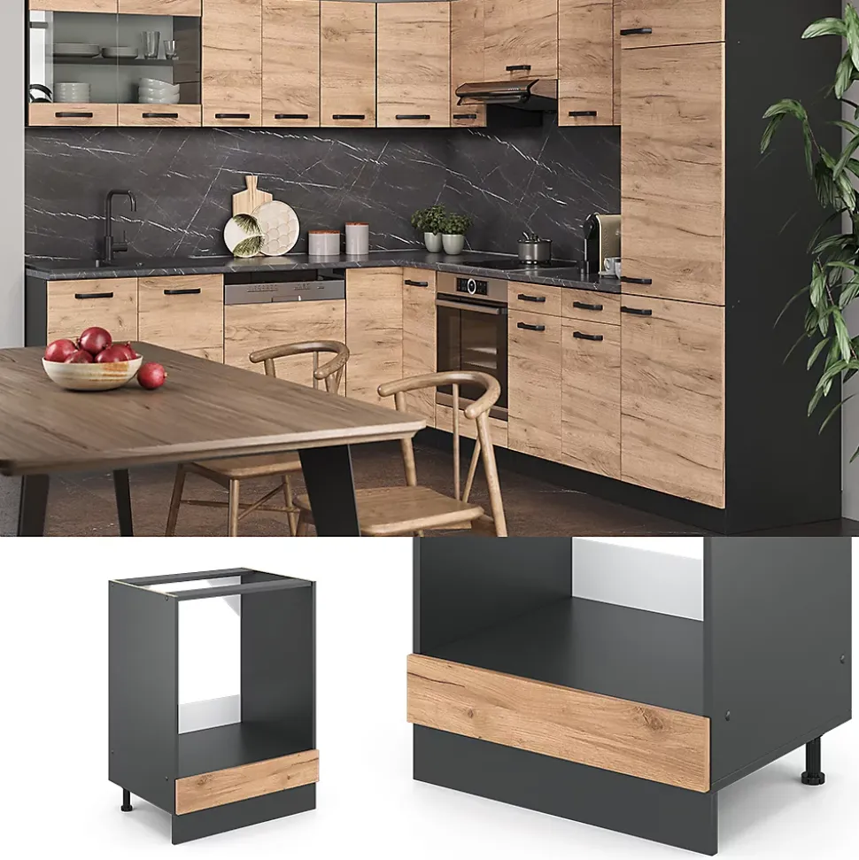 Vicco Meuble pour four Chêne de force doré 60cm , PT Chêne