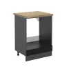 Vicco Meuble pour four Noir Haute brillance 60cm , PT Chêne