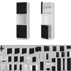 Vicco Meuble pour four Noir rayé 60cm avec étagères ouvertes