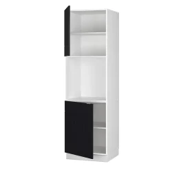 Vicco Meuble pour four Noir rayé 60cm avec étagères ouvertes