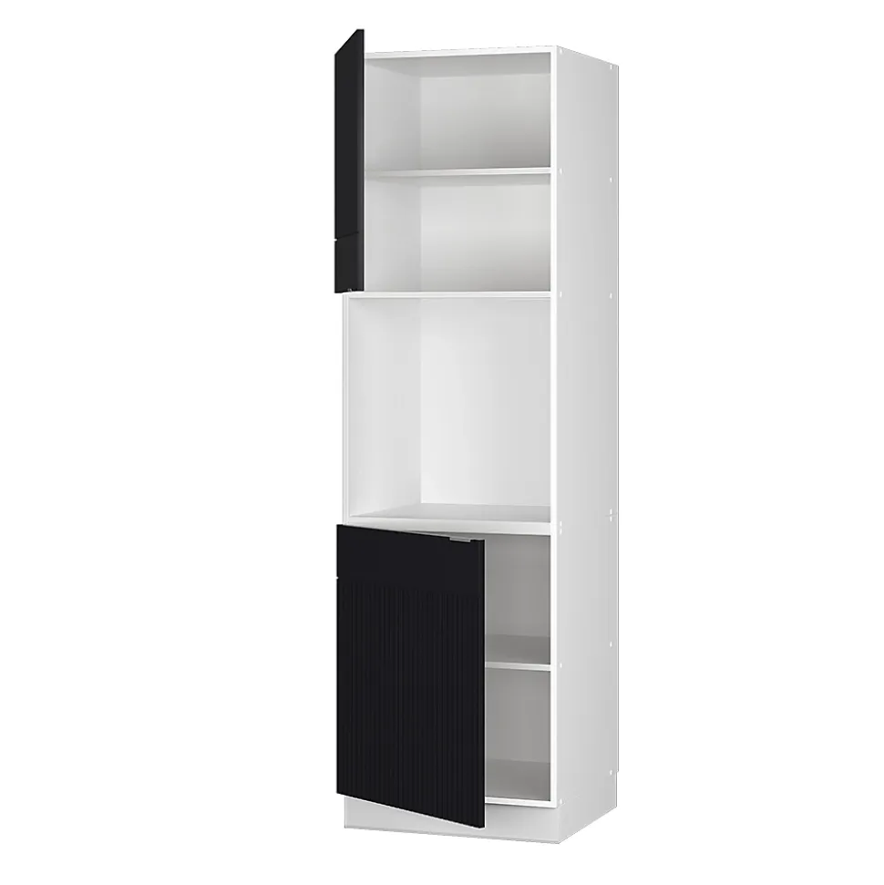 Vicco Meuble pour four Noir rayé 60cm avec étagères ouvertes