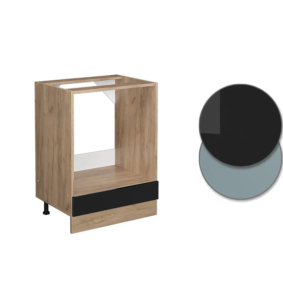 Vicco Meuble pour four Noir Haute brillance 60cm sans PT