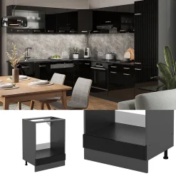 Vicco Meuble pour four Noir Haute brillance 60cm , PT Anthracite