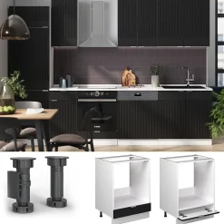 Vicco Meuble pour four Noir rayé 60cm , PT Anthracite