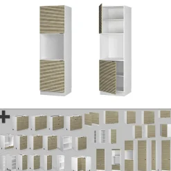 Vicco Meuble pour four Panneau en chêne 60cm avec étagères ouvertes