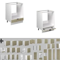 Vicco Meuble pour four Panneau en chêne 60cm , PT Marbre