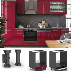 Vicco Meuble pour four Rouge bordeaux Haute brillance 60cm sans PT