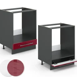 Vicco Meuble pour four Rouge bordeaux Haute brillance 60cm sans PT