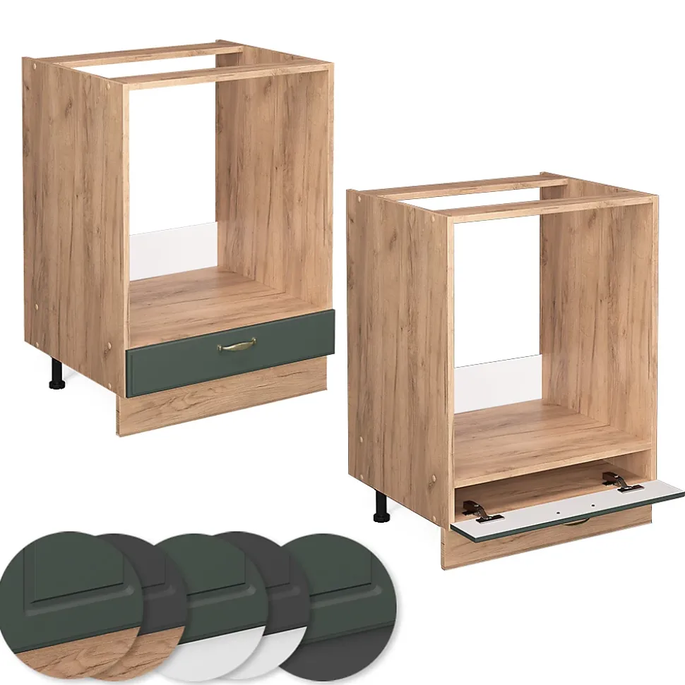 Vicco Meuble pour four Vert Or Campagne 60cm , PT Chêne