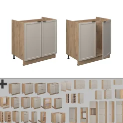 Vicco Meuble sous évier GrisBeige 80cm , PT Marbre