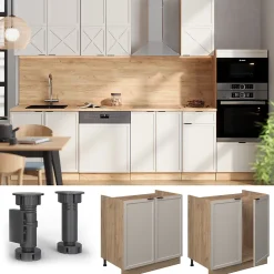 Vicco Meuble sous évier GrisBeige 80cm , PT Marbre