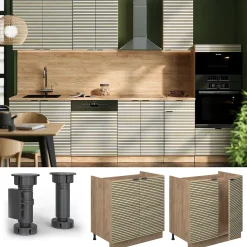 Vicco Meuble sous évier Panneau en chêne 80cm , PT Chêne