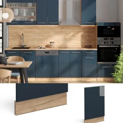 Vicco Meubles de cuisine Bleu foncé brillant 45cm sans plan de travail
