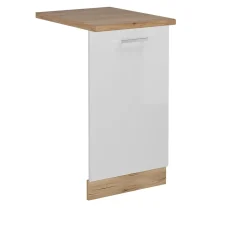 Vicco Panneau de lave-vaisselle Blanc Haute brillance 45cm , PT Chêne