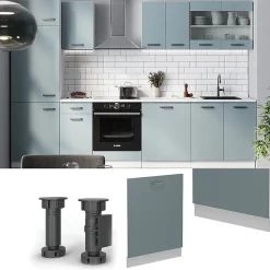 Vicco Panneau de lave-vaisselle Bleu-gris 60cm , PT Chêne