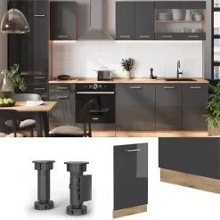 Vicco Panneau de lave-vaisselle Anthracite Haute brillance 45cm sans PT