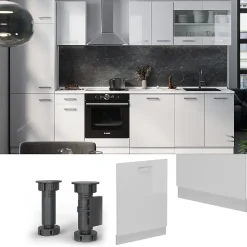 Vicco Panneau de lave-vaisselle Blanc Haute brillance 60cm , PT Chêne