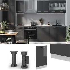 Vicco Panneau de lave-vaisselle Anthracite Haute brillance 45cm sans PT