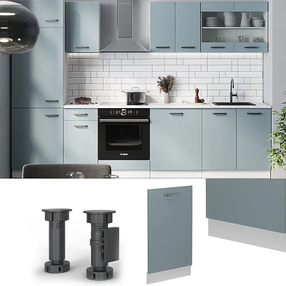 Vicco Panneau de lave-vaisselle Bleu-gris 45cm , PT Chêne