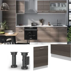 Vicco Panneau de lave-vaisselle Gris noble 60cm , PT Chêne