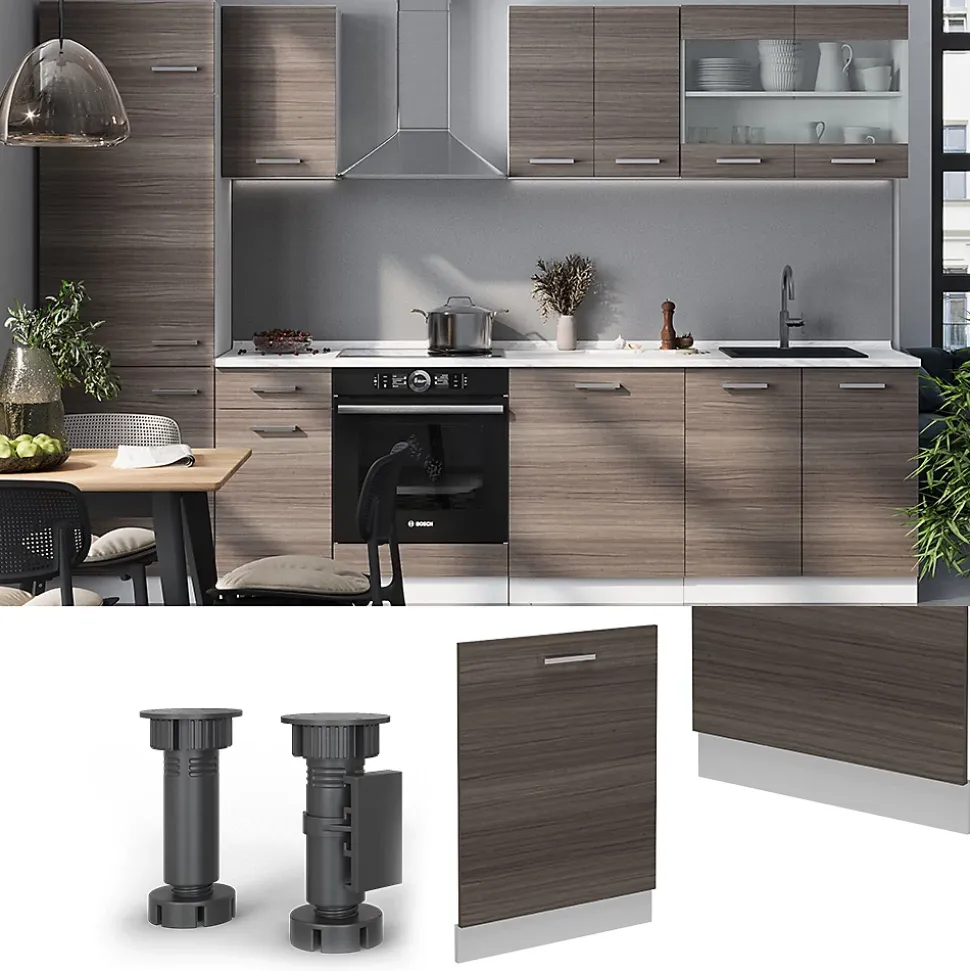 Vicco Panneau de lave-vaisselle Gris noble 60cm , PT Chêne