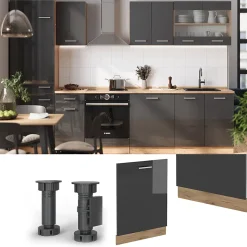 Vicco Panneau de lave-vaisselle Anthracite Haute brillance 60cm sans PT