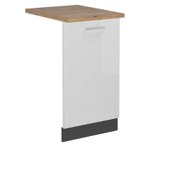 Vicco Panneau de lave-vaisselle Blanc Haute brillance 45cm , PT Chêne