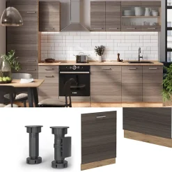 Vicco Panneau de lave-vaisselle Gris noble 60cm , PT Chêne