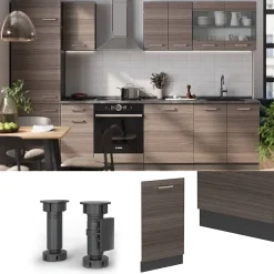 Vicco Panneau de lave-vaisselle Gris noble 45cm , PT Chêne