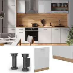 Vicco Panneau de lave-vaisselle Blanc Haute brillance 60cm , PT Chêne