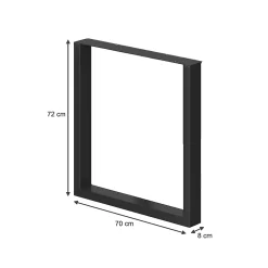 Vicco Pieds de table Noir 70x72cm Carré