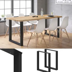 Vicco Pieds de table Noir 60x72cm Carré