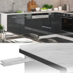 Vicco Plan de travail cuisine Marbre blanc 240cm