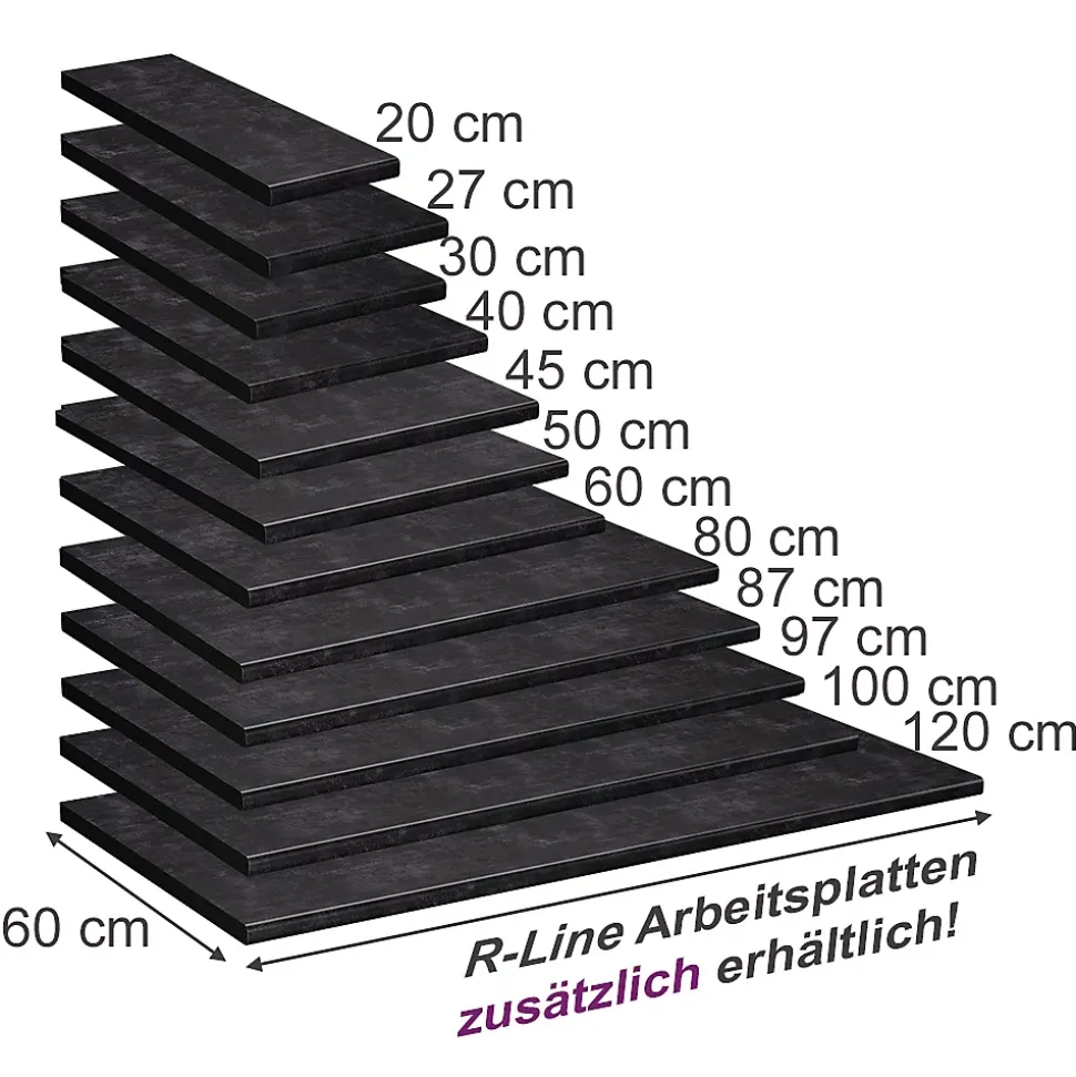 Vicco Plan de travail cuisine Anthracite 50cm