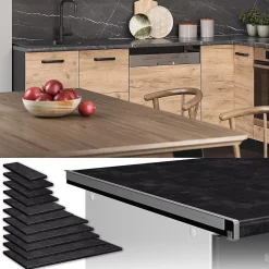 Vicco Plan de travail cuisine Anthracite 114cm (convient pour armoire dangle 87x87)