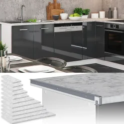 Vicco Plan de travail cuisine Marbre blanc 80cm