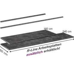 Vicco Plan de travail cuisine Anthracite 160cm