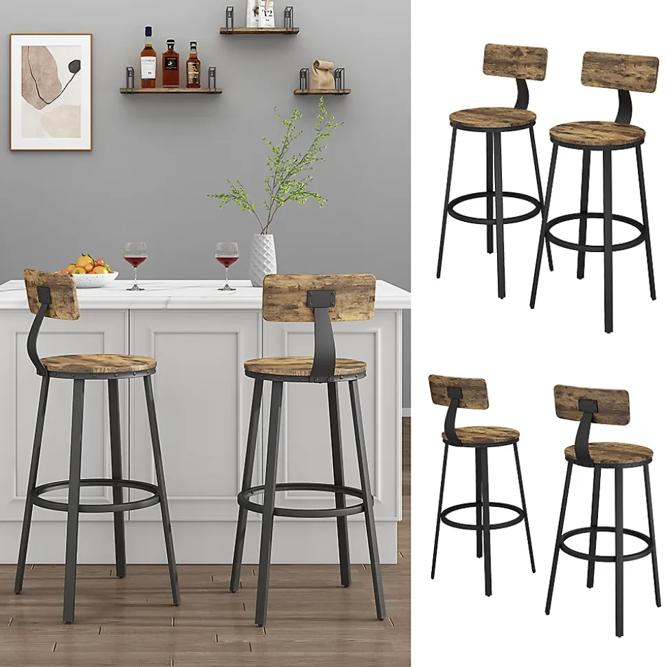 Vicco Tabouret de bar Chêne rustique 34x102cm 2 pièces